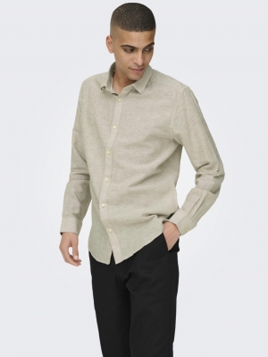 ONSCAIDEN LS SOLID LINEN SHIRT 202231 Chinchil