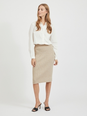 VIRIL PENCIL HW KNIT SKIRT - N 220690 Natural