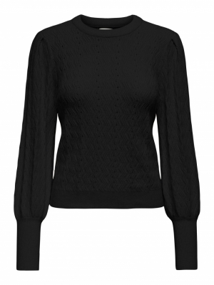 ONLKATIA LS STRUCT PUFF O-NECK 177911 Black