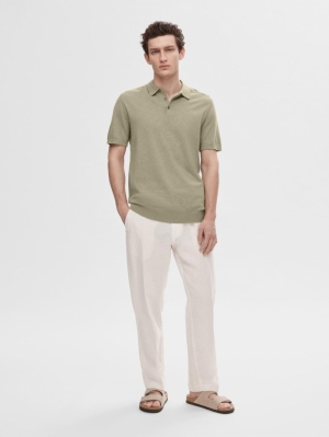 SLHBERG SS KNIT POLO NOOS 190926001 Vetiv