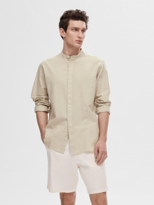 SLHREGNEW-LINEN SHIRT LS BAND 276277 Pure Cas
