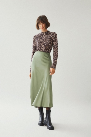 VIELLETTE HW LONG SKIRT - NOOS 295047 Oil Gree