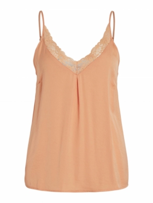 VICAVA V-NECK LACE SINGLET- NO Shell coral