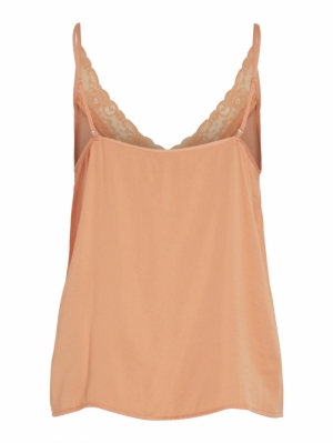 VICAVA V-NECK LACE SINGLET- NO Shell coral