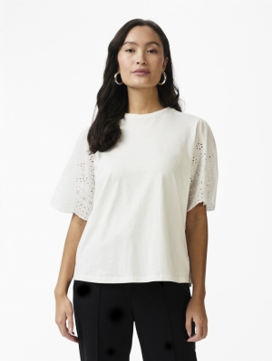 YASLEX SS TOP W. EMB SLEEVES S 211291 Star Whi