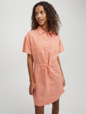 JXSANA LINEN BLEND SHORT DRESS 276036 Peach Ec