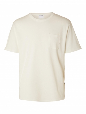 SLHRELAXSEAN WAFFLE SS O-NECK  178372 Egret
