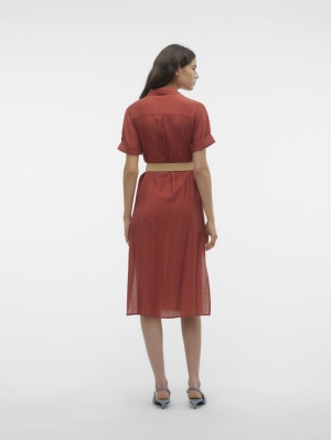 VMGAJA SS BELT CALF SHIRT DRES 244635 Barn Red