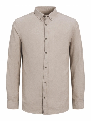 JJECLASSIC MELANGE SHIRT LS NO 176642 Oatmeal