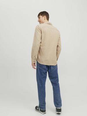 JJECLASSIC MELANGE SHIRT LS NO 176642 Oatmeal