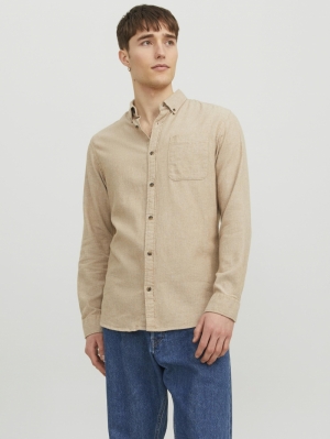 JJECLASSIC MELANGE SHIRT LS NO 176642 Oatmeal