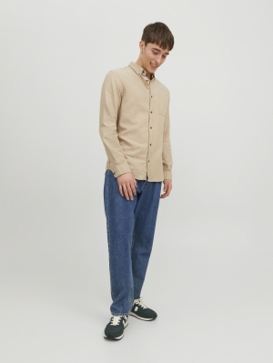 JJECLASSIC MELANGE SHIRT LS NO 176642 Oatmeal