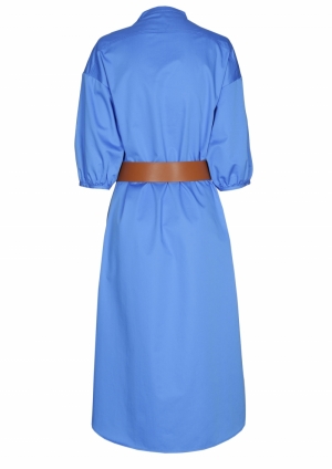 rechtvallende jurk in stretch 27 Electric Blu