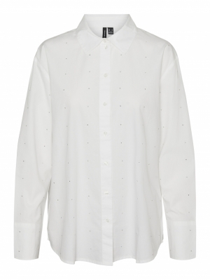 VMCHARLOTTE STUD LS SHIRT WVN  175598 Snow Whi