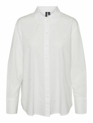 VMCHARLOTTE STUD LS SHIRT WVN  175598 Snow Whi