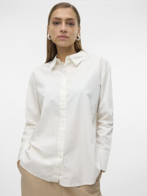 VMCHARLOTTE STUD LS SHIRT WVN  175598 Snow Whi