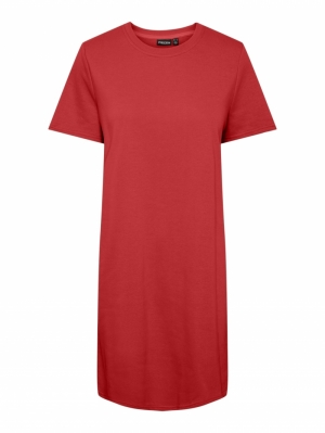 PCCHILLI SUMMER SS SWEAT DRESS 196341 Poppy Re