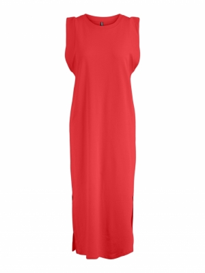 PCCHILLI SUMMER SL ANKLE DRESS 196341 Poppy Re