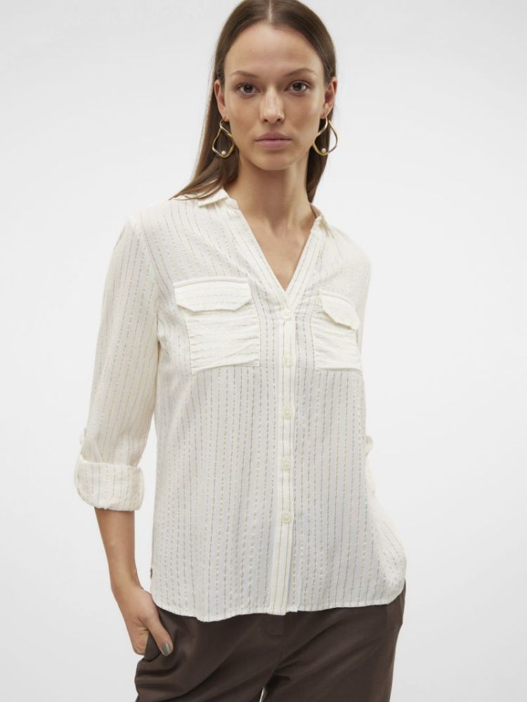 VMBUMPY LS GLITTER SHIRT WVN G 175598002 Snow