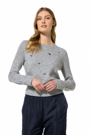 cosy pull met hartjes effect 16 Light Grey