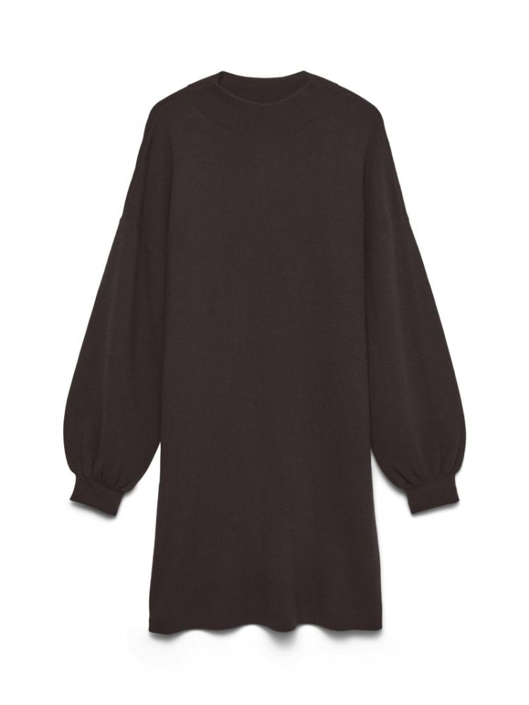 VMNANCY LS FUNNELNECK DRESS NO 297957 Chocolat