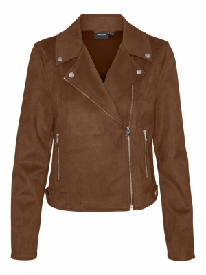 VMJOSE SHORT FAUX SUEDE JACKET 195781 Cognac