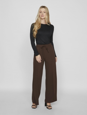 VICLUA HW WIDE PANTS-NOOS 196326 Coffee B