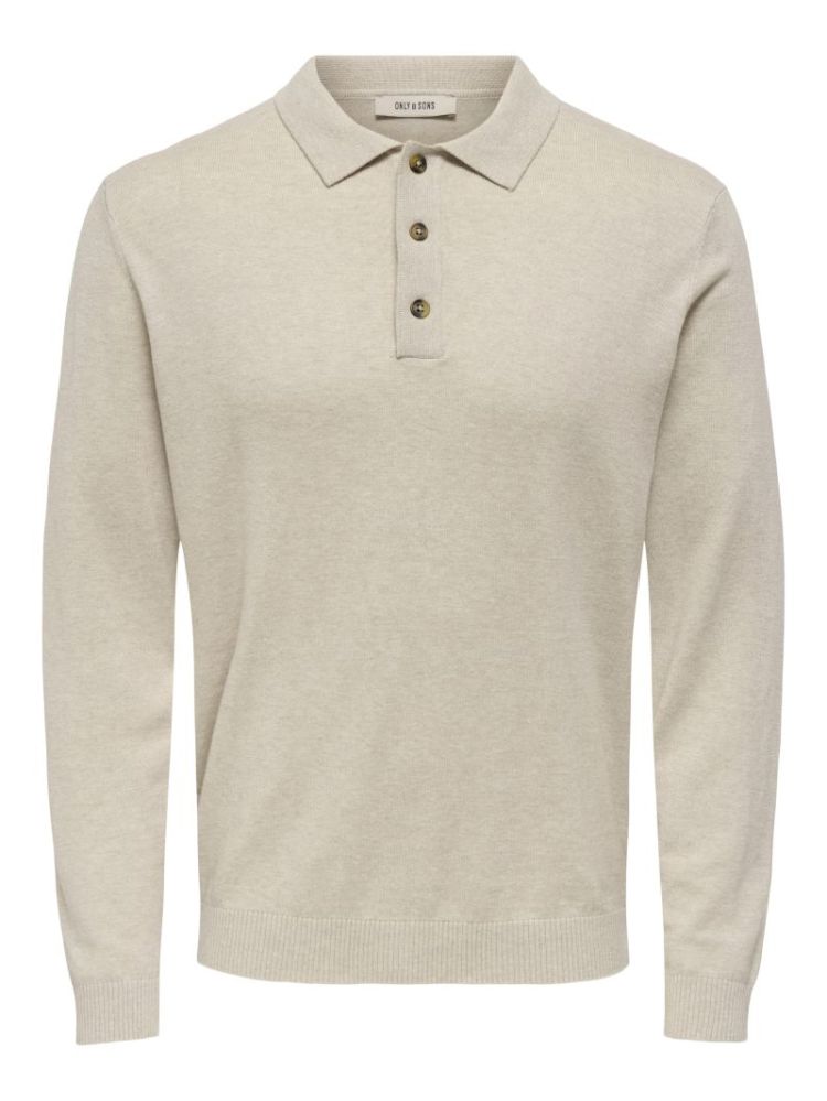 ONSLOUI REG 12 LS MEL POLO KNI 193519001 Oatme