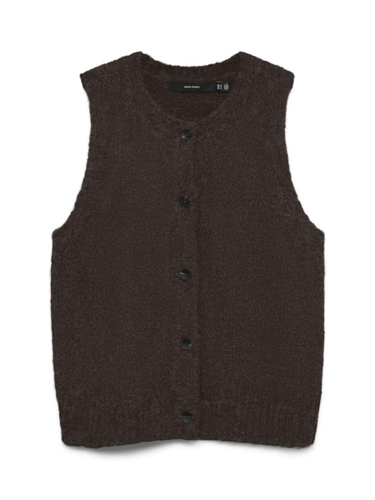 VMNOVAH SL O-NECK BUTTON VEST 297957001 Choco