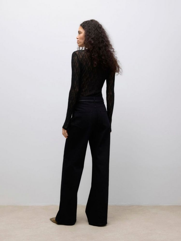 AWTESSY LS O-NECK LACE TOP NOO 177868 Black