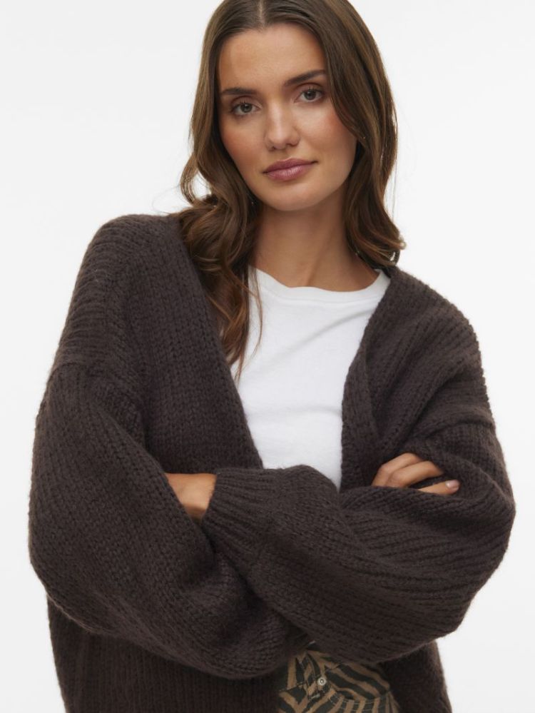 VMMAYBE LS OPEN CARDIGAN NOOS 297957 Chocolat