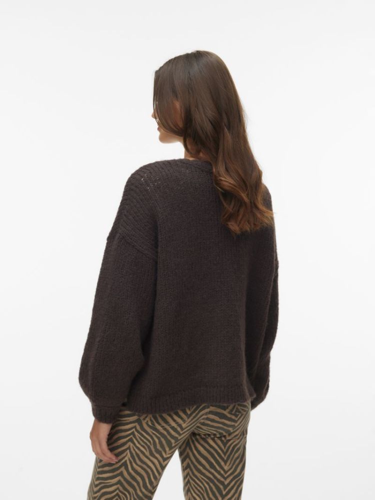 VMMAYBE LS OPEN CARDIGAN NOOS 297957 Chocolat