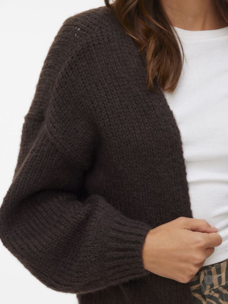 VMMAYBE LS OPEN CARDIGAN NOOS 297957 Chocolat