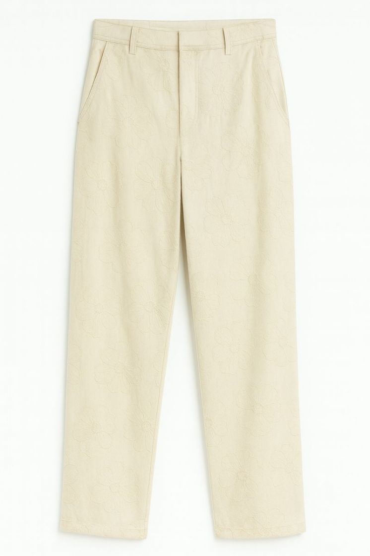 JDYHAVANNA HW BAR EMB PANTS EC 234755001 Ecru/