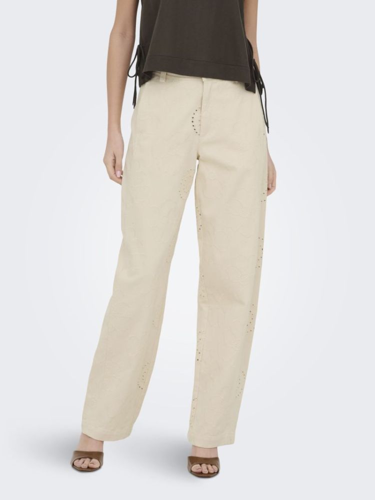 JDYHAVANNA HW BAR EMB PANTS EC 234755001 Ecru/