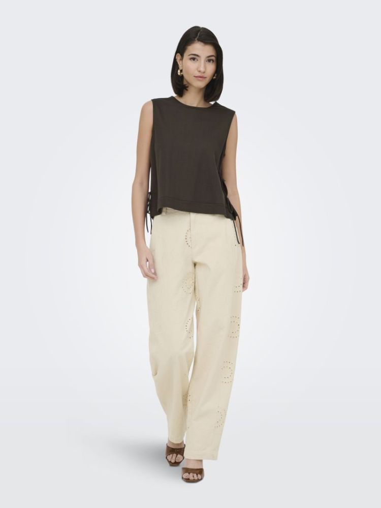 JDYHAVANNA HW BAR EMB PANTS EC 234755001 Ecru/