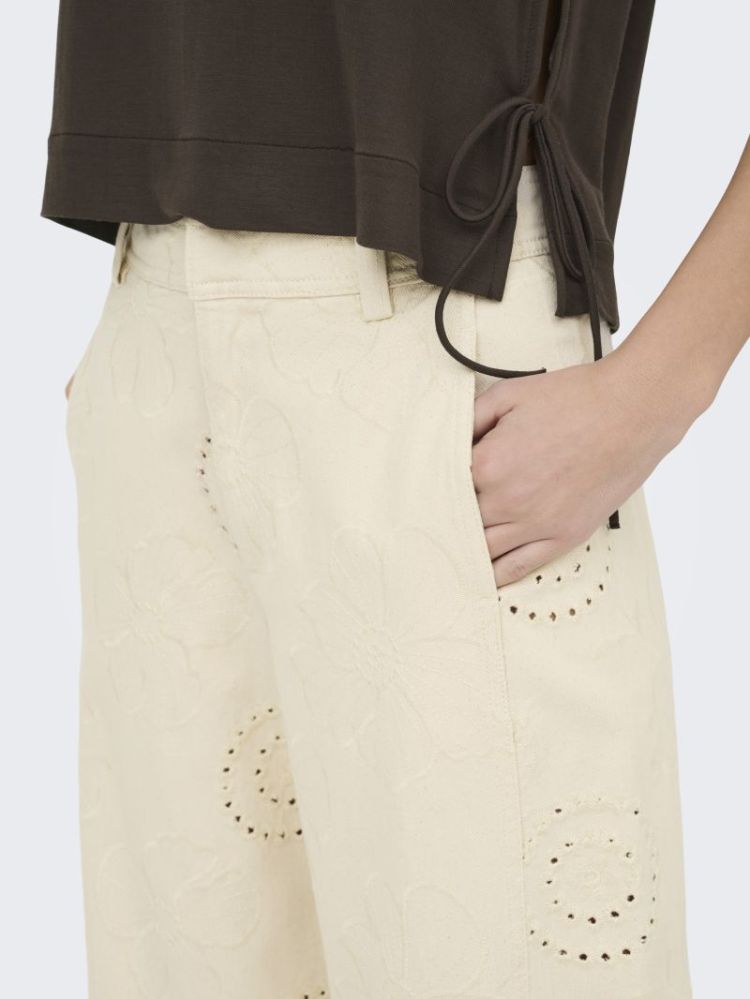 JDYHAVANNA HW BAR EMB PANTS EC 234755001 Ecru/