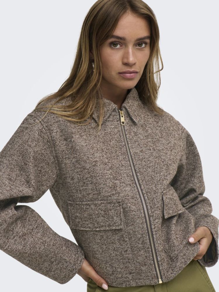 JDYVINGA HERRINGBONE JACKET OT 244915001 Choco