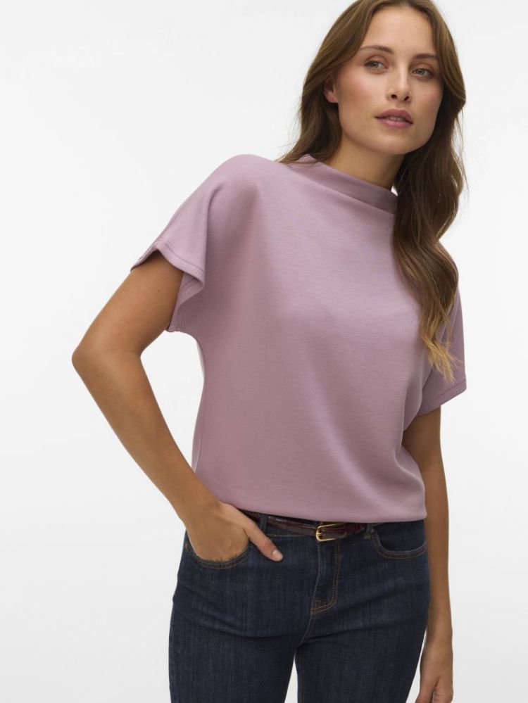 VMHALI SS FUNNEL NECK TOP JRS 279236 Elderber