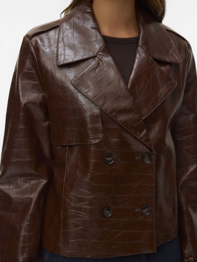 VMCARLY SHORT COATED JACKET 288475 Cocoa Br