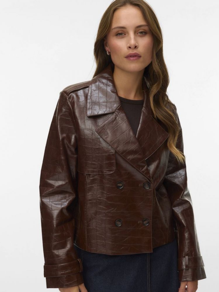 VMCARLY SHORT COATED JACKET 288475 Cocoa Br