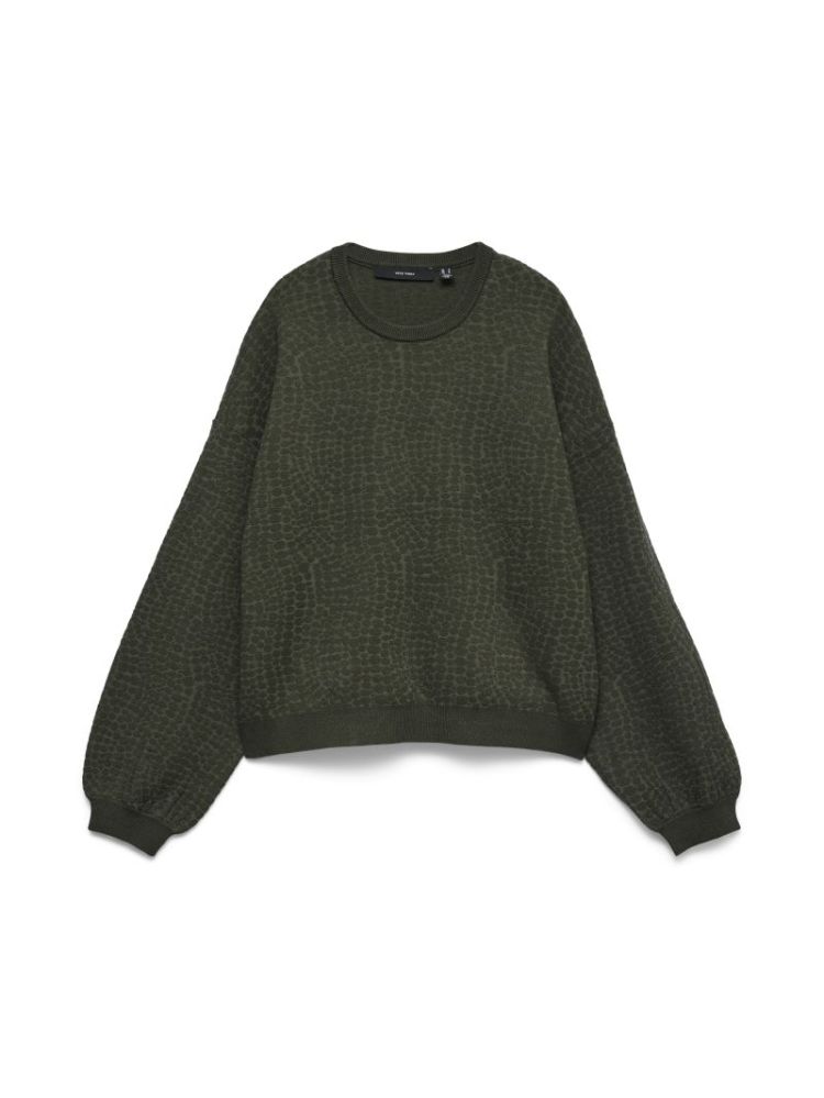 VMNANCY JAQUARD LS O-NECK PULL 186323 Forest N