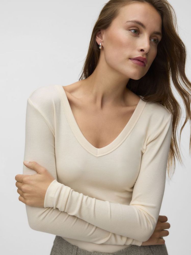 AWDREAM LS V-NECK TOP 178376 Whitecap