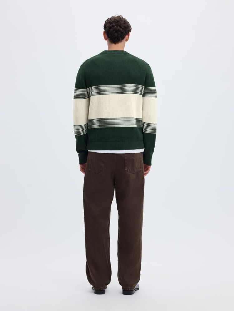 SLMDANE LS KNIT STRIPE POLO 181172003 Pine