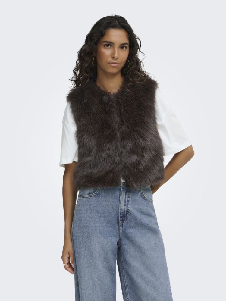 JDYORA FAUX FUR WAISTCOAT OTW  244915 Chocolat