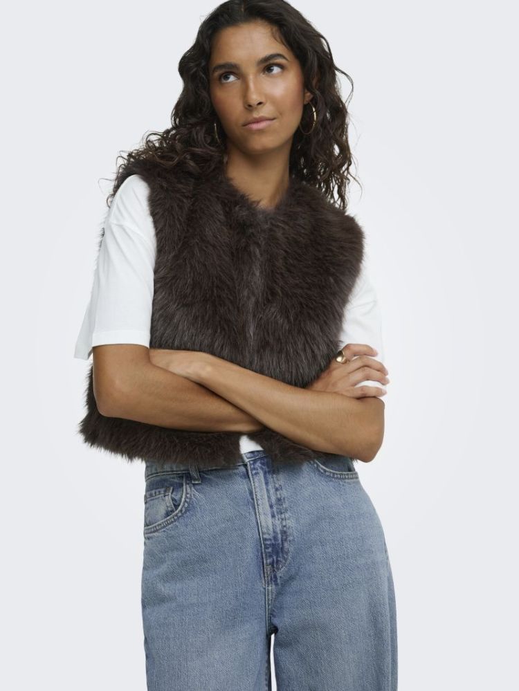 JDYORA FAUX FUR WAISTCOAT OTW  244915 Chocolat