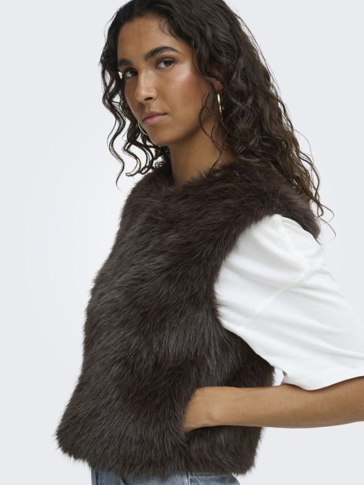 JDYORA FAUX FUR WAISTCOAT OTW  244915 Chocolat