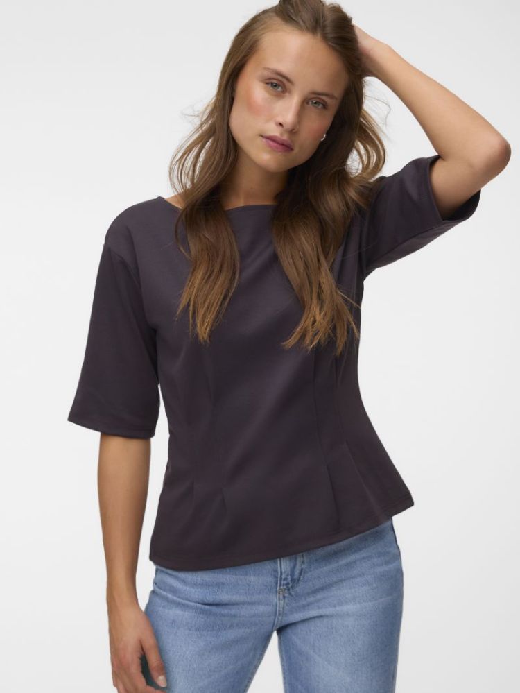 VMBJORK SS BOATNECK TOP JRS 297957 Chocolat