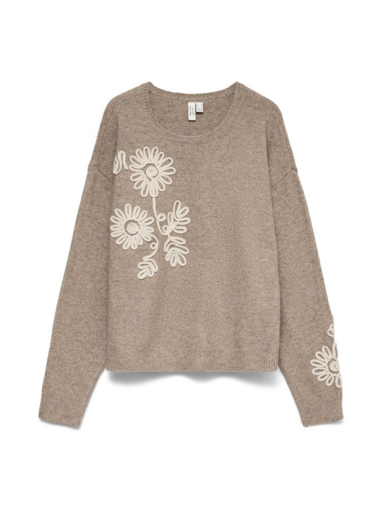 VMLIA LS O-NECK FLOWER EMB PUL 192623001 Silve