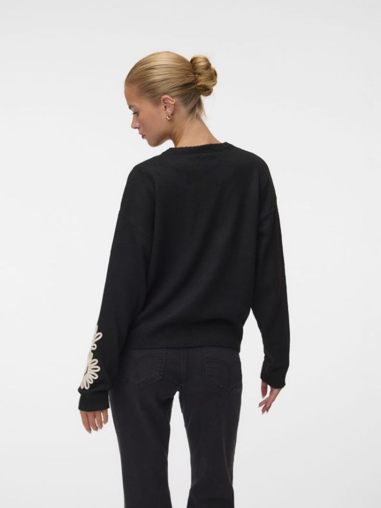 VMLIA LS O-NECK FLOWER EMB PUL 177868004 Black
